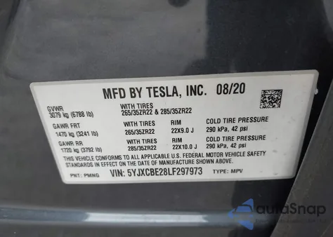 2020 Tesla Model X Long Range Dual Motor All-Wheel Drive/Long Range Plus Dual Motor All-Wheel Drive from USA, damaged, VIN 5YJXCBE28LF297973
